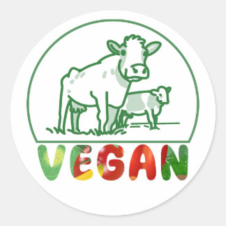 Cute Vegetarian Cow Classic Round Sticker