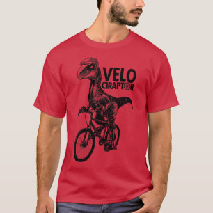 Cute Velociraptor Dinosaur Riding Bicycle Gift For T-Shirt