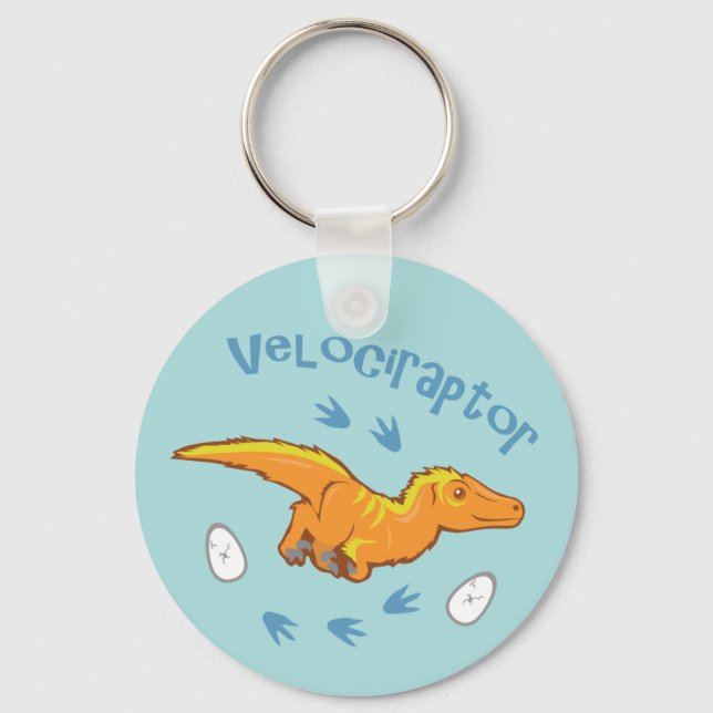 Cute Velociraptor Key Ring (Front)