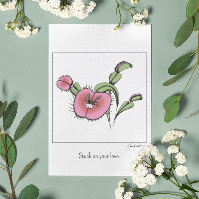 Cute Venus Flytrap Plant Valentine's Day Romance Card (Creator Uploaded)