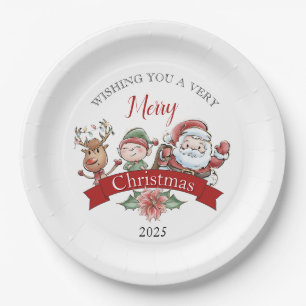 Cute Very Merry Christmas Personalised Paper Plate