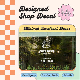 Cute Vet Pet Shop Logo & Hours Window Cling