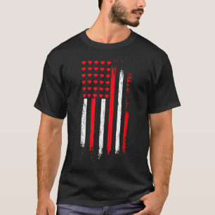 Cute Veteran Mini Hearts Flag Military Valentine's T-Shirt