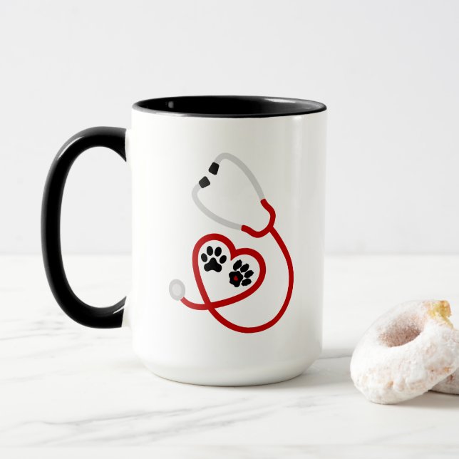 Cute Veterinarian animal lovers add name Mug (With Donut)