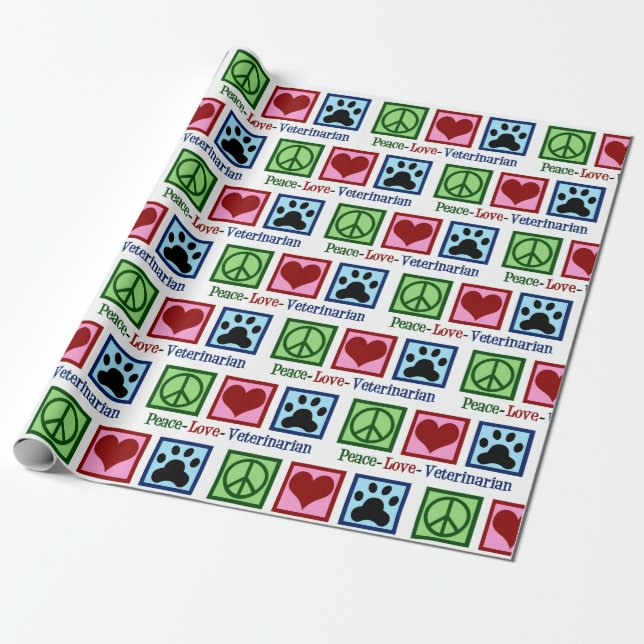 Cute Veterinarian Birthday or Vet Christmas Wrapping Paper (Unrolled)
