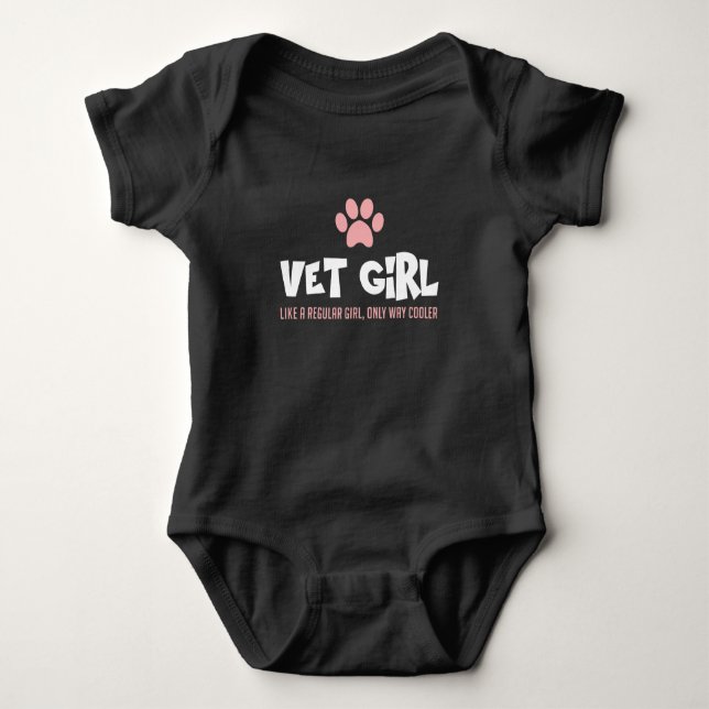 Cute Veterinarian Girl Vet Tech Woman Animal lover Baby Bodysuit (Front)