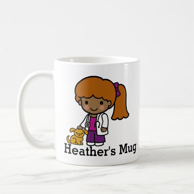 Cute Veterinarian Girl with puppy Coffee Mug (Left)