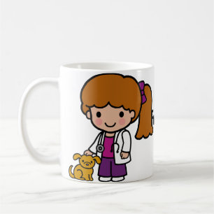 Cute Veterinarian Girl with puppy Coffee Mug