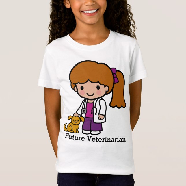 Cute Veterinarian Girl with puppy T-Shirt (Front)