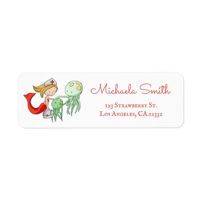 Cute Veterinarian Mermaid Return Address (Front)