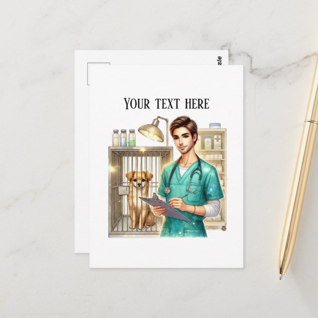 Cute Veterinarian Office customizable  Postcard (Front/Back In Situ)