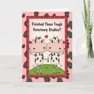 Cute Veterinary Medicine Graduate Cartoon Cows Card