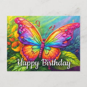 Cute Vibrant Artistic Butterfly Art Holiday Postcard