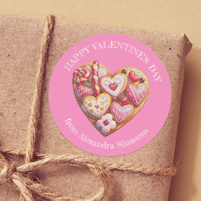 Cute Vibrant Heartful of Sweets Valentine’s Day Classic Round Sticker (Creator Uploaded)