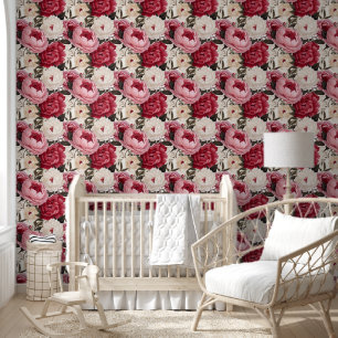 Cute Vibrant Pink Peonies Chic Floral Wallpaper