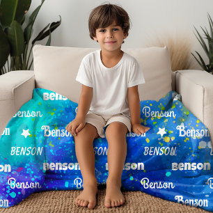 Cute vibrant repeating name personalised fleece blanket