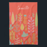 Cute Vibrant Tropical Flowers Personalised  Tea Towel<br><div class="desc">Cute Vibrant Tropical Flowers Personalised Kitchen Towel</div>