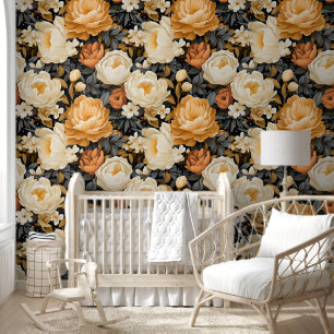 Cute Vibrant Yellow Peonies Chic  Floral Wallpaper