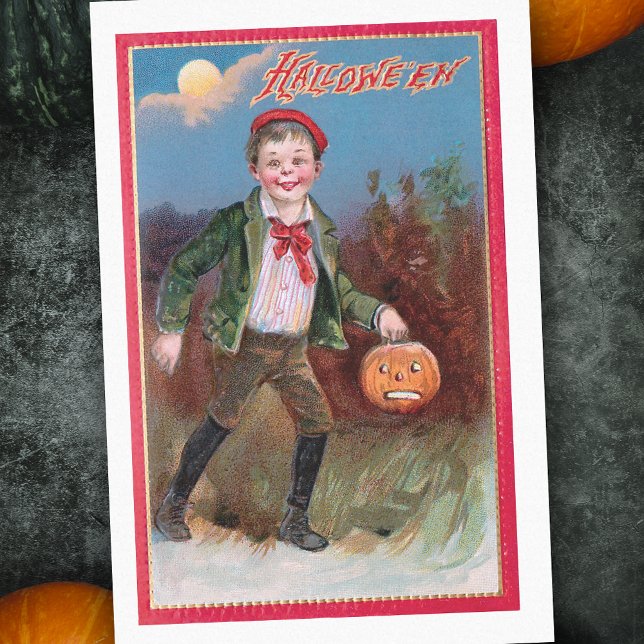 Cute Victorian Boy with Halloween Jack-O-Lantern Tissue Paper (Creator Uploaded)