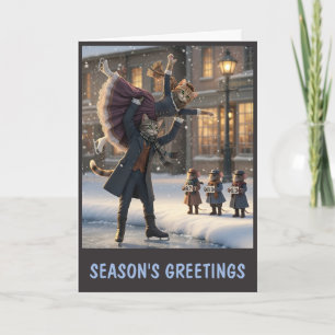 Cute Victorian Cats Christmas Card