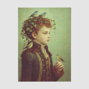 Cute Victorian Child, Vines & Birds EZ2L Decoupage Tissue Paper