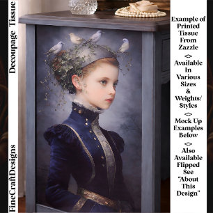 Cute Victorian Girl, Ivy & Birds FF5R Decoupage Tissue Paper
