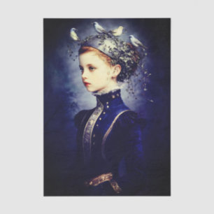 Cute Victorian Girl, Ivy & Birds FF6L Decoupage Tissue Paper