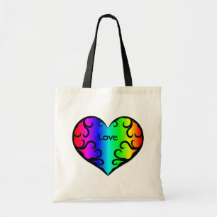 Cute victorian rainbow heart light tote bag