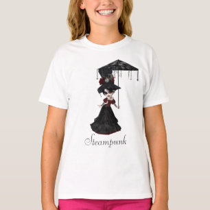 Cute Victorian Steampunk Goth Girl & Parasol T-Shirt