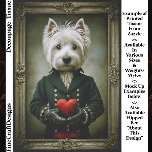 Cute Victorian Westie Dog, Red Heart ES9 Decoupage Tissue Paper