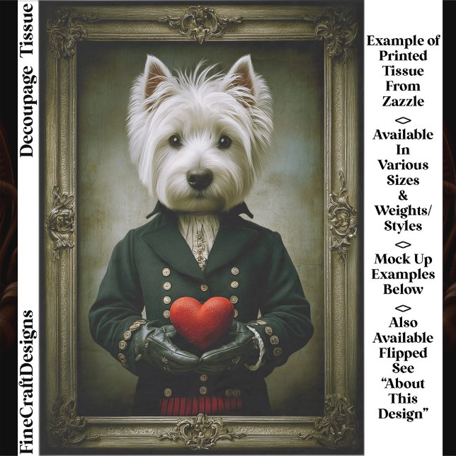 Cute Victorian Westie Dog, Red Heart ES9 Decoupage Tissue Paper (Creator Uploaded)