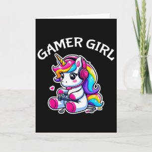 Cute Video Game Gaming Unicorn Gamer Girl 1 Card