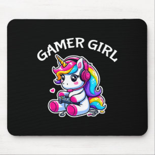 Cute Video Game Gaming Unicorn Gamer Girl 1 Mouse Pad