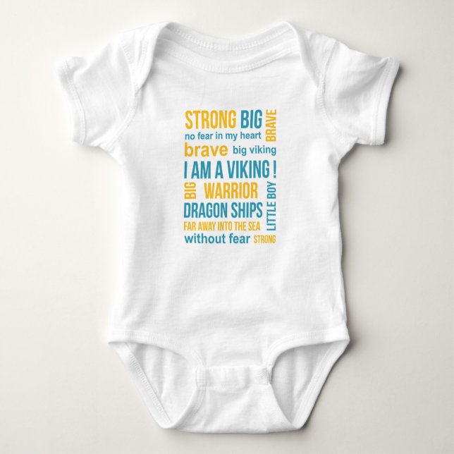 Cute Viking Ship and Viking Quotes Text Baby Bodysuit (Front)