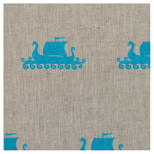 Cute Viking Ship Shape Pattern Fabric