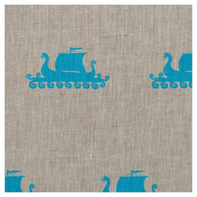 Cute Viking Ship Shape Pattern Fabric (Swatch)