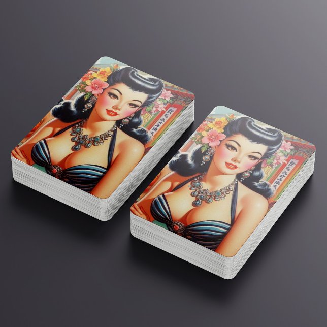 Cute Vinage Oriental Girls Playing Cards (Creator Uploaded)