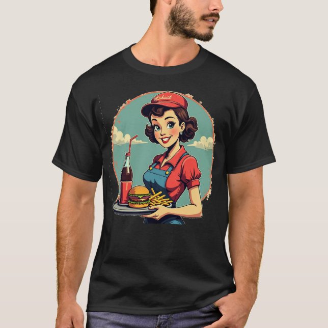 Cute Vintage 1950s Carhop Retro for Men T-Shirt (Front)