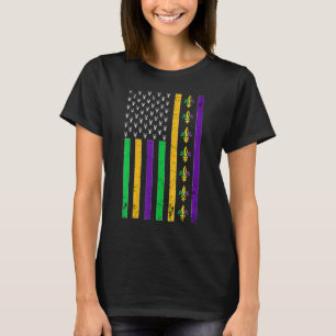 Cute Vintage American Flag Mardi Gras Jester Crawf T-Shirt