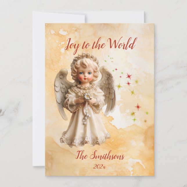 Cute Vintage Angel Christmas Card (Front)