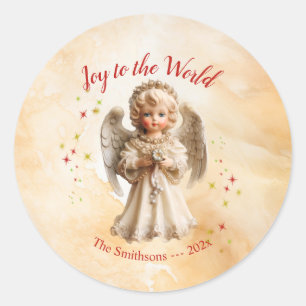 Cute Vintage Angel Christmas Classic Round Sticker