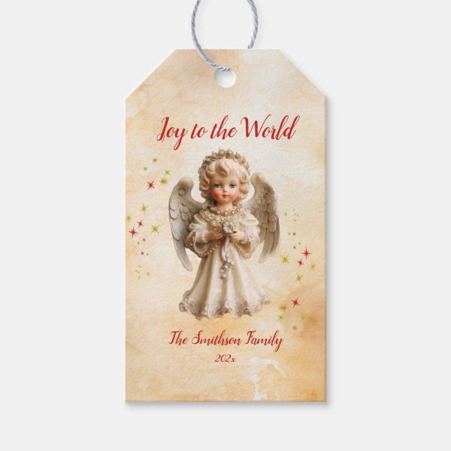 Cute Vintage Angel Christmas Gift Tags (Front)