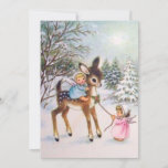 Cute Vintage Angels With Christmas Baby Deer Holiday Card<br><div class="desc">Cute Vintage Angels With Christmas Baby Deer</div>