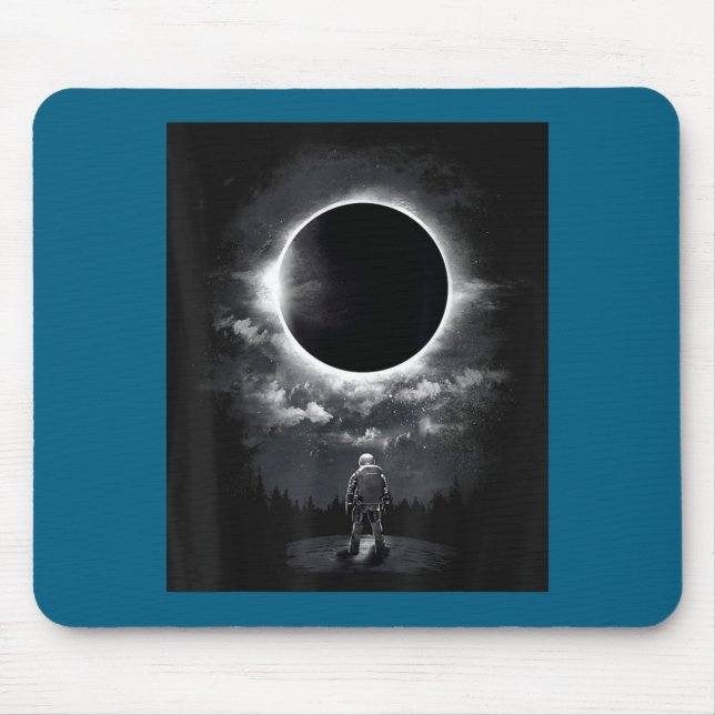 Cute Vintage Astronaut Space Eclipse Science Mouse Pad (Front)