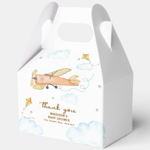 Cute Vintage Aviator Airplane Baby Shower Favour Box