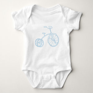 Cute Vintage Baby Blue Tricycle Baby Bodysuit