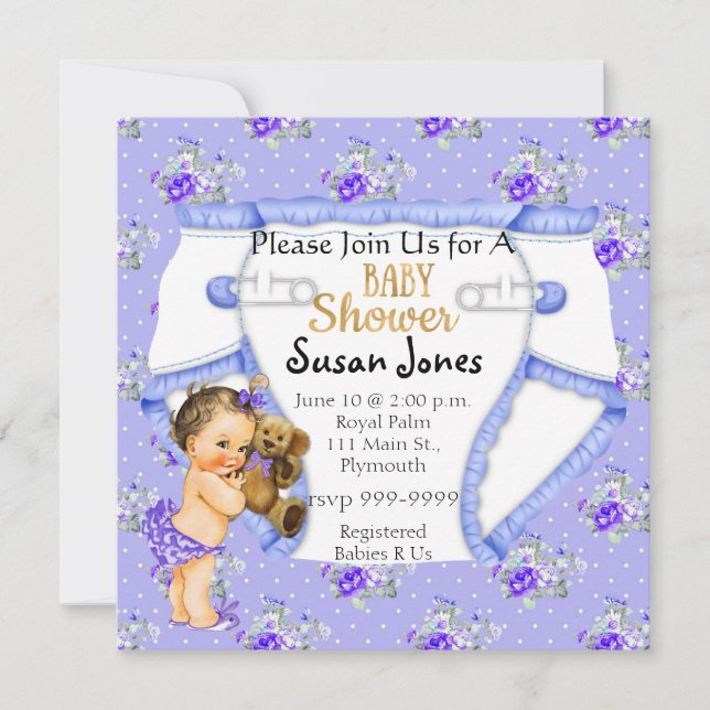 Cute Vintage Baby Princess Girl's Baby Shower Invitation (Front)