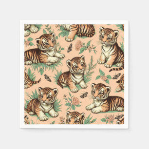 Cute Vintage Baby Tiger Pattern Napkin