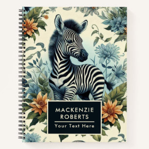 Cute Vintage Baby Zebra Watercolor Notebook