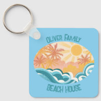 Cute Vintage Beach Waves Sunshine Blue Surfer